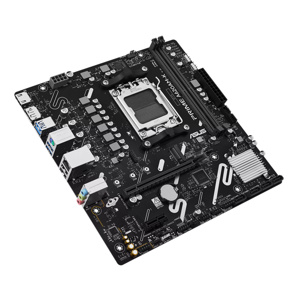 Фото ASUS PRIME A620AM-K, AM5, A620A, 2*DDR5, 4*SATA, 1*M.2, 4*USB 3.2, 2*USB 2.0, 1*PCIx16, 1*PCIx1, DP+HDMI, mATX;
