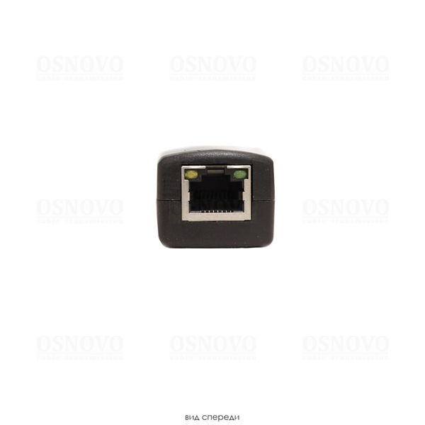Фото OSNOVO CN-PoE24/G PoE-конвертер Gigabit Ethernet 48V в 24V. Порты: вх. - RJ45(10/100/1000 Base-T, IEEE 802.3af/at), вых. - кабель RJ45(10/100/1000 Base-T, 24V 1A). Входное напряжение: DC48-57V. Методы