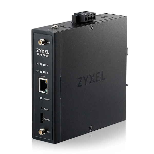 Фото Промышленная точка доступа Zyxel NebulaFlex IAP500BE, Wi-Fi 7 (BE5100), MU-MIMO 2x2+2x2, внешние антенны (в комплекте), 1xLAN 2.5GE, питание PoE или 2xDC, крепление на DIN-рейку