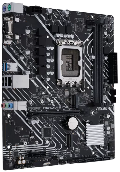 Фото ASUS PRIME H610M-E D4-CSM, LGA1700, H610, 2*DDR4, 4*SATA, 2*M.2, 2*USB 3.2, 2*USB 2.0, 1*PCIx16, 1*PCIx1, HDMI+DP+D-Sub, mATX; 90MB19N0-M1EAYC