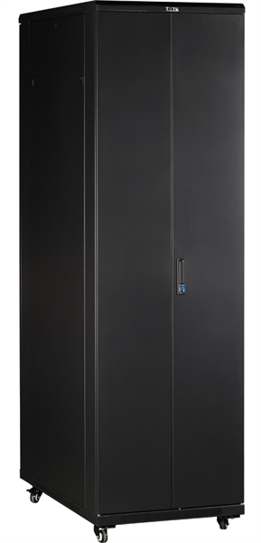 Фото Шкаф 19 Business, 42U 800x1200, черный, передняя дверь стекло, задняя дверь распашная металл
