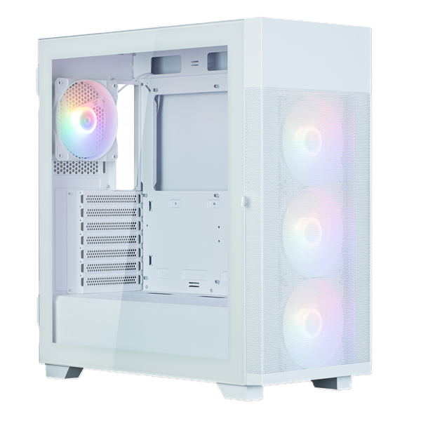 Фото ZALMAN S5 NEO, ATX, WHITE, WINDOW, 2xCOMBO (3.5" or 2.5"), 4x2.5", 1xUSB2.0, 1xUSB3.1, FRONT 3x120mm FRGB, REAR 1x120mm FRGB