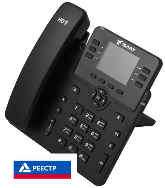 Фото Flat-Phone B6: 6 SIP-аккаунтов, 2 порта 10/100/1000BASE-T (RJ-45), ЖК-дисплей, PoE, РЕЕСТР