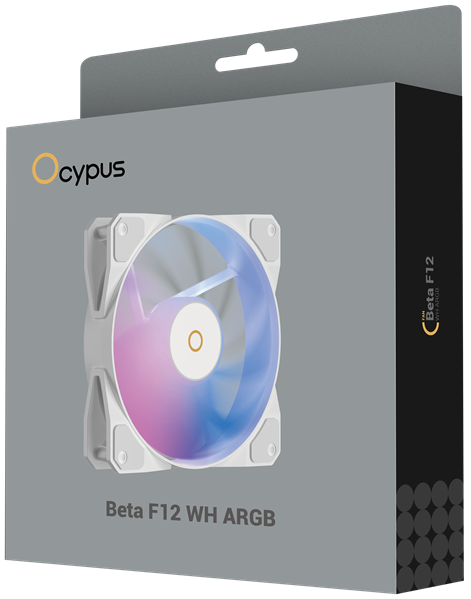 Фото Ocypus Beta F12 WH ARGB, 120x120x25mm, 4-PIN PWM, 800-1600 RPM, 29 DBA MAX, HYDRO BEARING