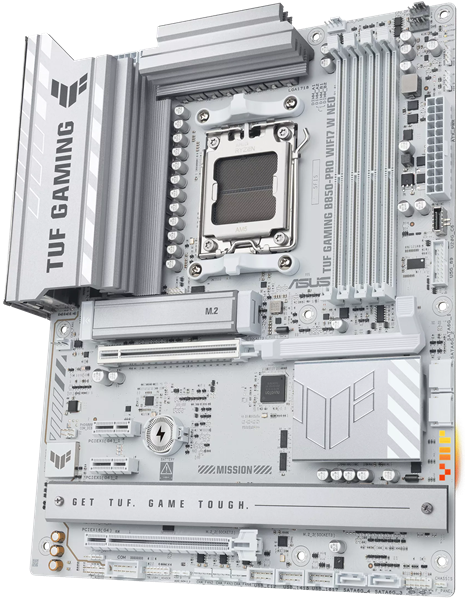 Фото ASUS TUF GAMING B850-PRO WIFI7 W NEO, AM5, B850, 4*DDR5, 4*SATA, 3*M.2, 4*USB 3.2, 2*USB 2.0, Type-C, 3*PCIx16, 2*PCIx1, DP+HDMI, ATX; 90MB1NW0-M0EAY0