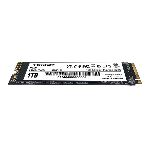 Фото Patriot SSD P320 1TB M.2 2280 NVMe PCIe 3.0 x4 R3000/W2200 TBW 480TB 3D NAND
