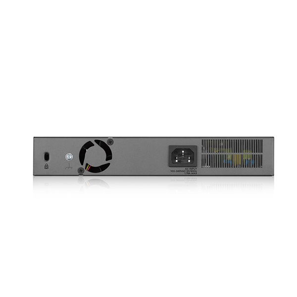 Фото Smart L2 PoE+ для IP-видеокамер Zyxel NebulaFlex Pro GS1350-12HP, rack 19", 10xGE (8xPoE+), 2xSFP, бюджет PoE 130 Вт, питание до 250м, автоперезагрузка PoE-портов