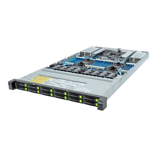 Шасси серверное Gigabyte Server Platform R183-S96 / 1U / 2xIntel (Gen 4/5) / 2xHS / 32xDIMM / 12xSFF NVME/SAS/SATA / 2x1GbE / 2xOCP 3.0 / 2xFHHL / 2x1600W / Rails / 1Y (analog R183-S92)