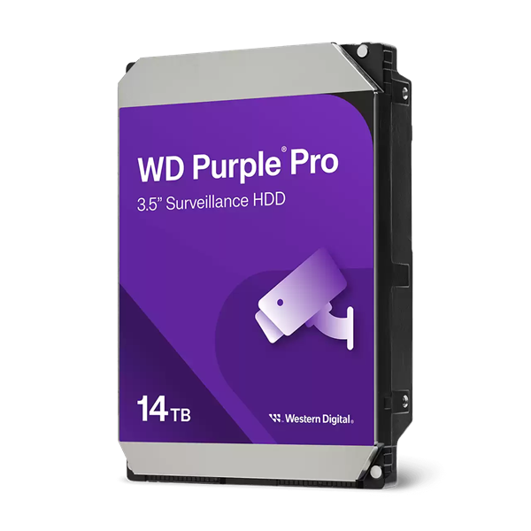 Western Digital Purple Pro HDD 3.5" SATA 14TB, 7200 rpm, 512MB buffer (DV&NVR + AI), WD142PURP, 1 year