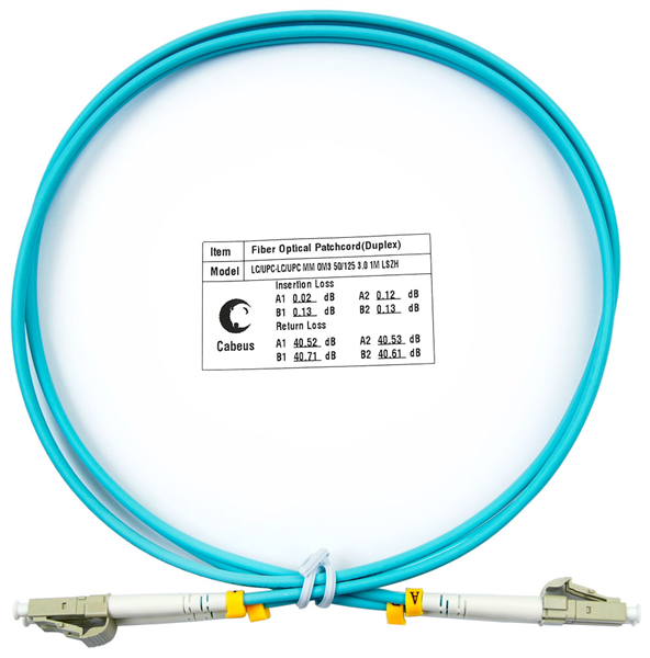 Патч-корд ВО Cabeus FOP-50-LC-LC-1m Шнур оптический duplex LC-LC 50/125 mm OM3 1м LSZH