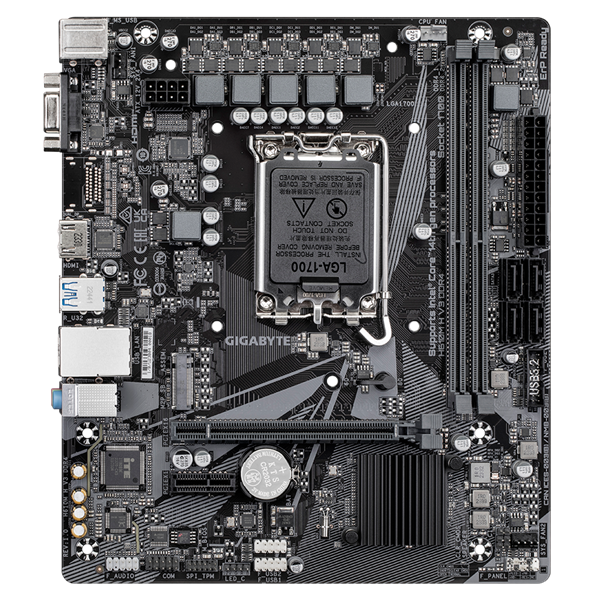 GIGABYTE H610M H V3 DDR4, LGA1700, H610, 2*DDR4, 4*SATA, 1*M.2, 2*USB 3.2, 4*USB 2.0, 1*PCIx16, 1*PCIx1, D-Sub+HDMI, mATX