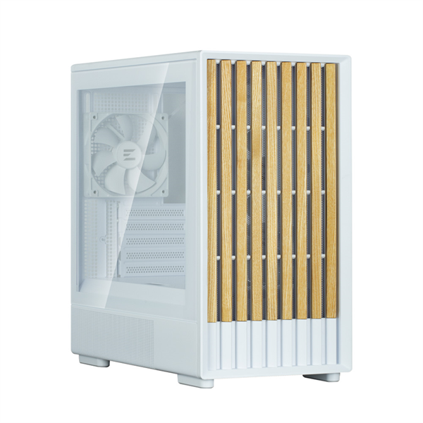 Фото ZALMAN P10 NAMU, MATX, WHITE, WINDOW, FRONT COVER WALNUT, 2x3.5", 3x2.5", 1xUSB TYPE-C, 1xUSB3.0, FRONT 2x120mm, REAR 1x120mm ARGB