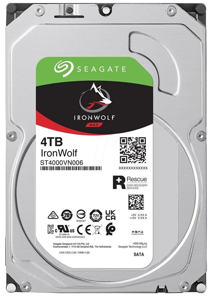 Фото Seagate IronWolf NAS HDD SATA 4Tb, 5400 rpm, 256Mb buffer, 512e/4Kn, ST4000VN006, 1 year, (analog ST4000VN008)