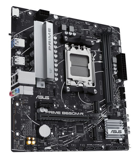 Фото ASUS PRIME B650M-R, AM5, B650, 2*DDR5, 4*SATA, 2*M.2, 2*USB 3.2, 4*USB 2.0, 2*PCIx16, 1*PCIx1, HDMI, mATX; 90MB1H30-M0EAY0