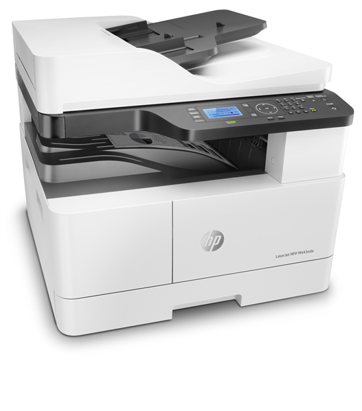Фото HP LaserJet MFP M443nda (p/c/s, A3, 1200dpi, 25ppm, 512Mb, 2trays 100+250, ADF 100, duplex, Scan to email/SMB/FTP, PIN printing, USB/Eth, cart. 4000 pages & USB cable in box, repl. W7U02A)