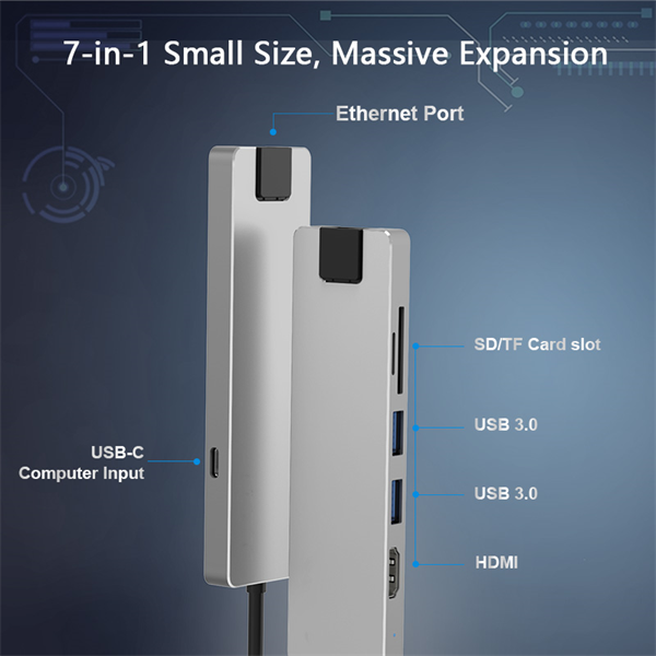 Фото Docking Station WAVLINK USB-C Travel Mini/100W PowerDelivery/ 2xUSB3.0/1xHDMI 4K 60HZ/1xGigabit LAN/SD/Micro SD Card Reader