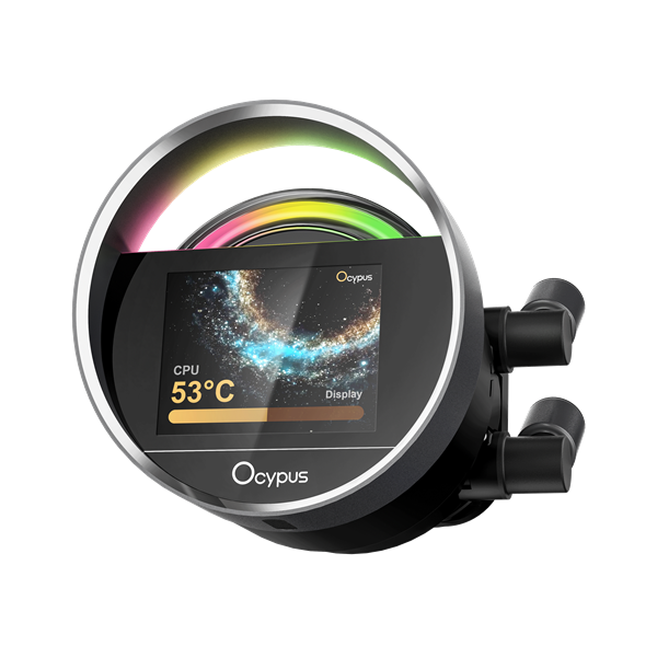 Фото Ocypus Sigma L24 BK ARGB, 240mm, LCD Pump 2.4", 2x120mm ARGB fans, LGA115X/1200/1700/18XX, AM4/AM5