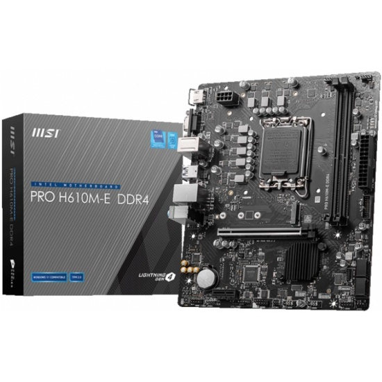 Фото MSI PRO H610M-E DDR4 LGA1700,2DDR4,1PCI-Ex16,1PCI-Ex1,1M.2,4SATA3.0,4USB3.2Gen1
