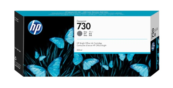 Cartridge HP 730 для DesignJet T1600/T1700/T2600, 300 мл, серый