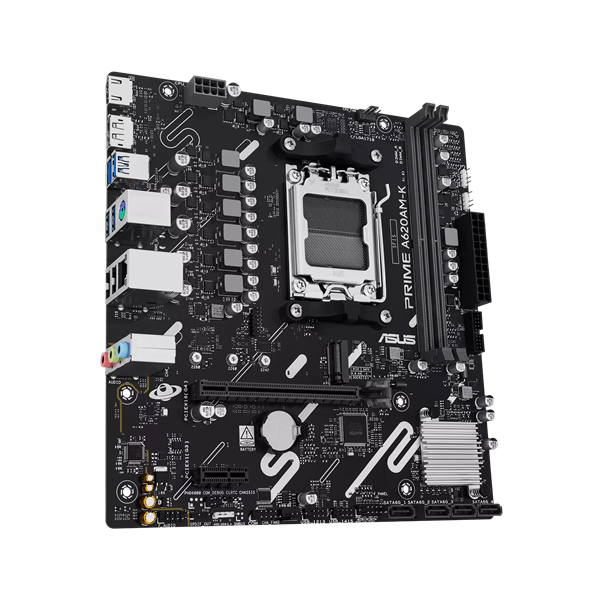 Фото ASUS PRIME A620AM-K, AM5, A620A, 2*DDR5, 4*SATA, 1*M.2, 4*USB 3.2, 2*USB 2.0, 1*PCIx16, 1*PCIx1, DP+HDMI, mATX;