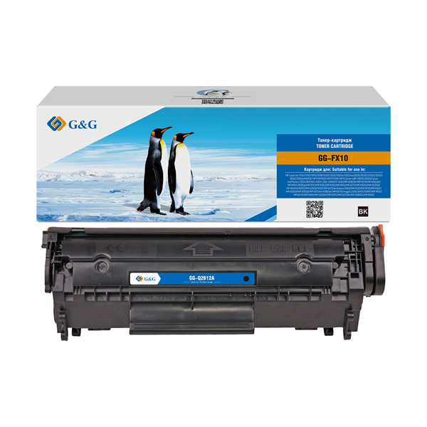 Тонер-картридж G&G GG-FX10 Q2612A/FX9/FX10 черный (2000стр.) для HP LJ 1010/1012/1015/1018/1020/1022/1022n/1022nw/3015/3020/3030/3050/3052/3055/M1005 MFP/M1300 MFP/1319f MFP