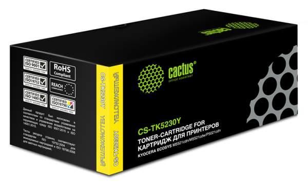 Cactus CS-TK5230Y TK-5230Y желтый (2200стр.) для Kyocera Ecosys M5521cdn/M5521cdw/P5021cdn/P5021cdw