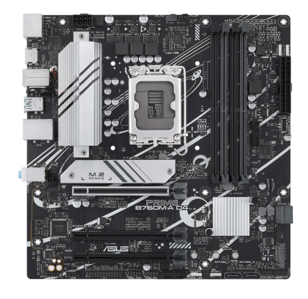 ASUS PRIME B760M-A D4-CSM, LGA1700, B760, 4*DDR4, 4*SATA, 2*M.2, 2*USB 3.2, 4*USB 2.0, 3*PCIx16, 2*PCIx1, DP+HDMI, mATX; 90MB1D00-M1EAYC