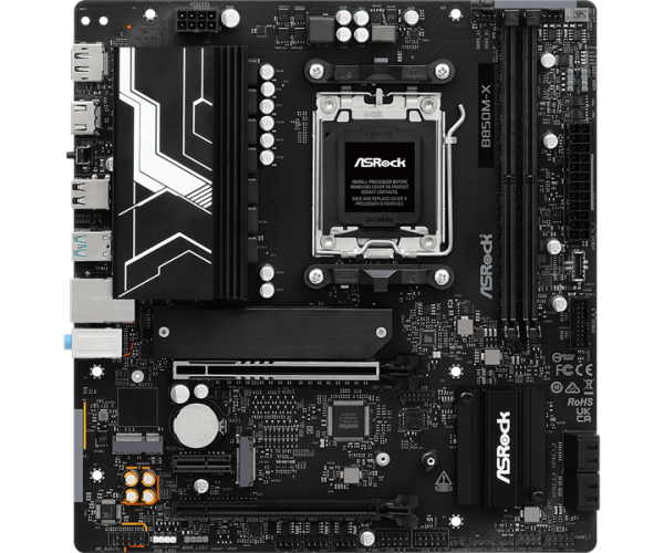 ASROCK B850M-X R2.0, AM5, B850, 2*DDR5, 4*SATA, 2*M.2, 2*USB 2.0, 3*USB 3.2, Type-C, 2*PCIx16, 1*M.2 (Key E), HDMI+DP, mATX