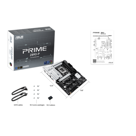 Фото ASUS PRIME Z890-P, LGA1851, Z890, 4*DDR5, 4*SATA, 4*M.2, 3*USB 3.2, 4*USB 2.0, Type-C, 4*PCIx16, HDMI+DP, ATX; 90MB1I50-M0EAY0