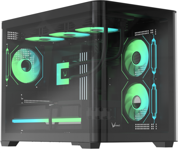 Formula V Line Crystal U2M Floe Black, MATX, TYPE-C*1, USB3.0*1, Curved Glass, SIDE 2x FLOE ARGB, REAR 1x FLOE ARGB