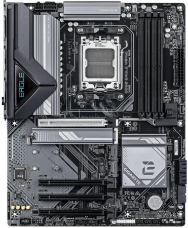 Фото GIGABYTE B850 EAGLE WIFI6E, AM5, B850, 4*DDR5, 4*SATA, 4*M.2, 2*USB 3.2, 4*USB 2.0, Type-C, 3*PCIx16, DP+HDMI, ATX