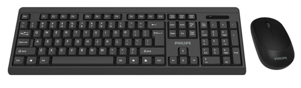 Фото Philips Беспроводной Комплект SPT6324, 2.4 GHz 104 клав/3 кнопки, 1600dpi, русская заводская раскладка, чёрный