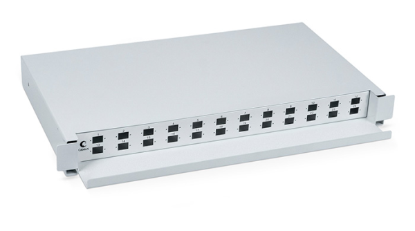 Кросс бокс оптический 19" на 24 SC (LC duplex) со сплайс-кассетой Cabeus ODF-19-24-SC Кросс бокс оптический 19" на 24 SC (LC duplex) со сплайс-кассетой, выдвижной (без пигтейлов и проходных адаптеров)