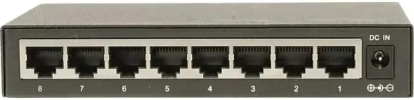 OSNOVO SW-70800 Коммутатор Gigabit Ethernet на 8 RJ45 портов. Порты: 8 x GE (10/100/1000Base-TX). Изоляция портов (VLAN). Auto MDI/MDIX Встроенная грозозащита 3кВ. В комплекте БП DC12V(1A). Размеры (Ш