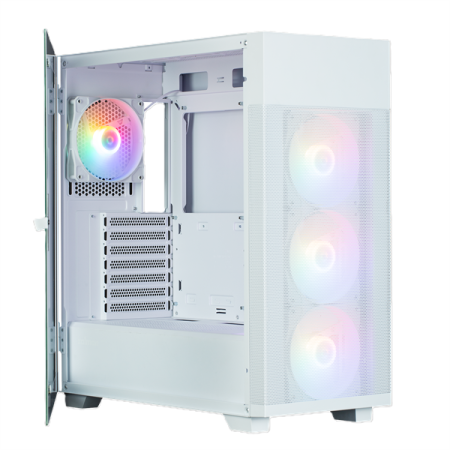 Фото ZALMAN S5 NEO, ATX, WHITE, WINDOW, 2xCOMBO (3.5" or 2.5"), 4x2.5", 1xUSB2.0, 1xUSB3.1, FRONT 3x120mm FRGB, REAR 1x120mm FRGB