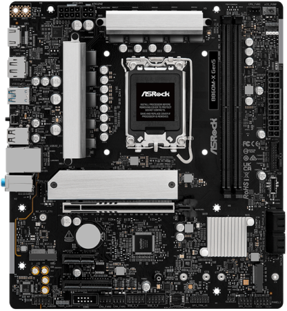 Фото ASROCK B860M-X Gen5, LGA1851, B860, 2*DDR5, 4*SATA, 2*M.2, 3*USB 3.2, 2*USB 2.0, Type-C, 2*PCIx16, 1*M.2 (Key E), HDMI+DP, mATX