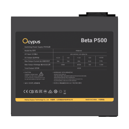 Фото Ocypus Beta P500, 500W, APFC, 120mm Fan (P500-N)
