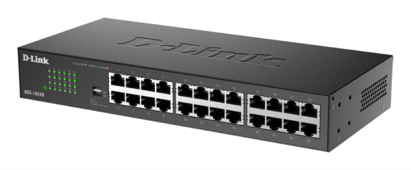 Фото D-Link Неуправляемый коммутатор, 24x1000Base-T, защита от статического электричества до 1 кВ, корпус металл