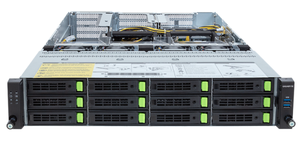 Фото Gigabyte Server Platform R283-SF0 / 2U / 2xIntel (Gen4/5) / 2xHS / 32xDIMM / 12xLFF NVMe/SAS/SATA / 4xGPUs DS / 1xOCP 3.0 / 1xFHHL / 2x2700W / Rails / 1Y (R283-SF0)