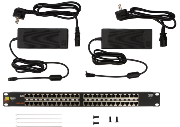 Фото Панель POE 19", 24 порта, с двумя блоками питания 48V, 120W