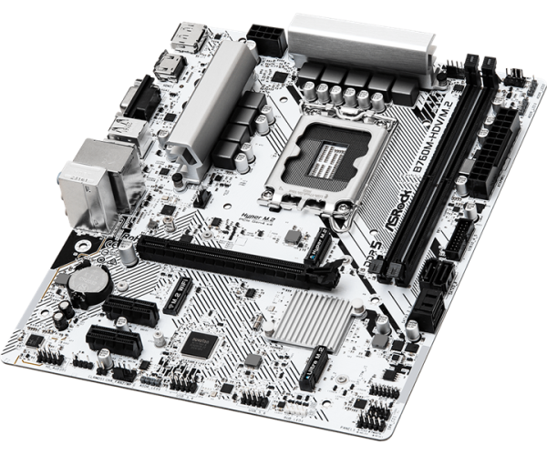 Фото ASROCK B760M-HDV/M.2, LGA1700, B760, 2*DDR5, 4*SATA, 2*M.2, 3*USB 3.2, 2*USB 2.0, Type-C, 1*PCIx16, 2*PCIx1, 1*M.2 (Key E), HDMI+DP+D-Sub, mATX