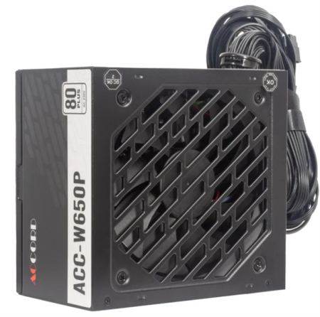 Фото Accord ATX 650W ACC-W650P 80+ white (20+4pin) 120mm fan 6xSATA RTL