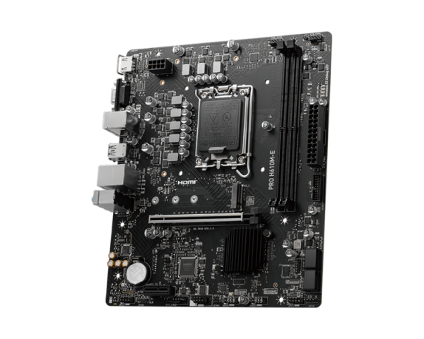 Фото MSI PRO H610M-E DDR5 s1700,2DDR5,1PCI-Ex16,1PCI-Ex1,1M.2,4SATA3.0,4USB3.2Gen1, mATX,RTL