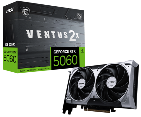 Фото MSI RTX 5060 8G VENTUS 2X OC//RTX 5060, HDMI, DP*3, 8G, D7