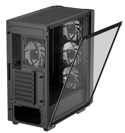 Фото Deepcool CC560 V2 без БП, боковое окно (закаленное стекло), 3x120мм LED вентилятор спереди и 1x120мм LED вентилятор сзади, черный, ATX (R-CC560-BKGAA4-G-2)