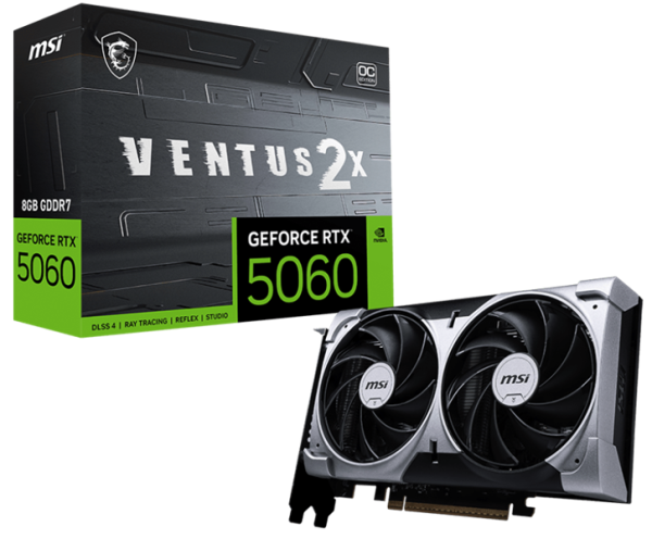 Фото MSI RTX 5060 8G VENTUS 2X OC//RTX 5060, HDMI, DP*3, 8G, D7
