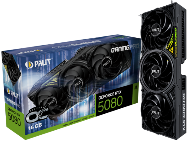 PALIT NE75080S19T2-GB2031Y RTX5080 GAMINGPRO OC 16GB GDDR7 256bit 3-DP HDMI V1/mouse pad/sticker