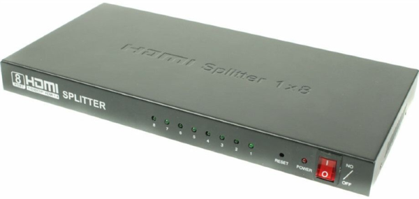 OSNOVO D-Hi1081 Разветвитель сигнала HDMI (1вх./8вых.). Максимальное разрешение 4K2K(30Гц). Поддержка 3D и HDCP. Скорость передачи данных до 10,2Гбит/с.Вх.- HDMI(A)/Роз.2,1х5мм(DC5V). Вых.- HDMI(A)x8