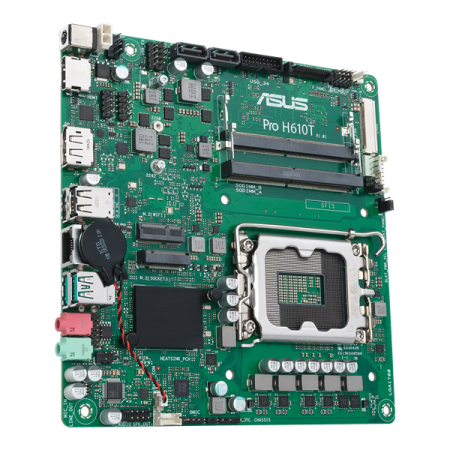 Фото ASUS PRO H610T-CSM, LGA1700, H610, 2*DDR5, 2*SATA, 1*M.2, 2*USB 3.2, 2*USB 2.0, DP+HDMI, mITX; 90MB1G60-M0EAYC