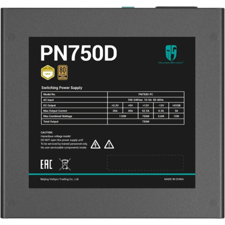 Фото Deepcool GAMERSTORM PN750D (ATX 3.1, 750W, PWM 120mm fan, Active PFC, 80+ GOLD, Gen5 PCIe) RET (R-PN750D-FC0B-WGEU-V2)